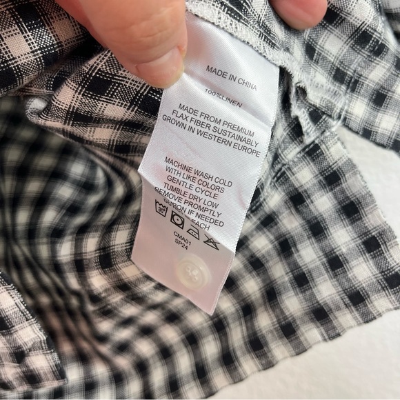 QUINCE 100% European Linen Short Sleeve Shirt Classic Mini Gingham size Large - Picture 7 of 9
